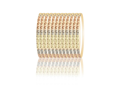 Tri color 5 MM Diamond cut CNC 12 pcs Bangles set